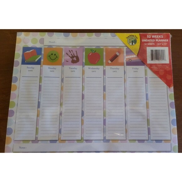 Weekly Undated 8.5x11 Planner Tear Away Sheet 52 Sheet / New - Picture 2 of 6